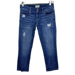Aeropostale Jeans Womens Size 1/2 28x23 Low Rise Capri Crop Distressed Blue